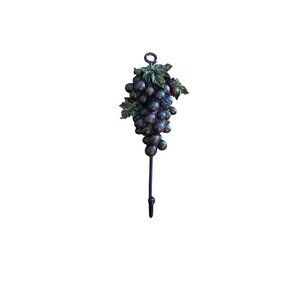 Decorative Grape Cluster Wall Hook With Green Leaf Design
